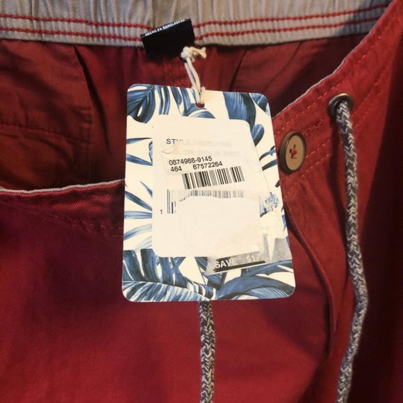 *Havana Jim Mens Shorts Size 38 Red Zip Draw String 100% Cotton Comfort Pockets - Picture 5 of 10